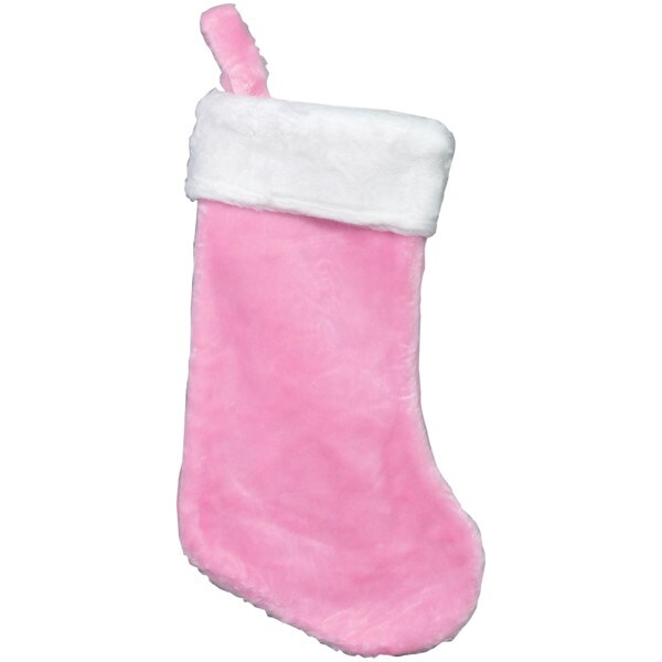 Pink Plush Christmas Stocking 